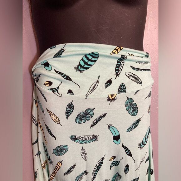 LuLaRoe green feather maxi skirt - Picture 3 of 5